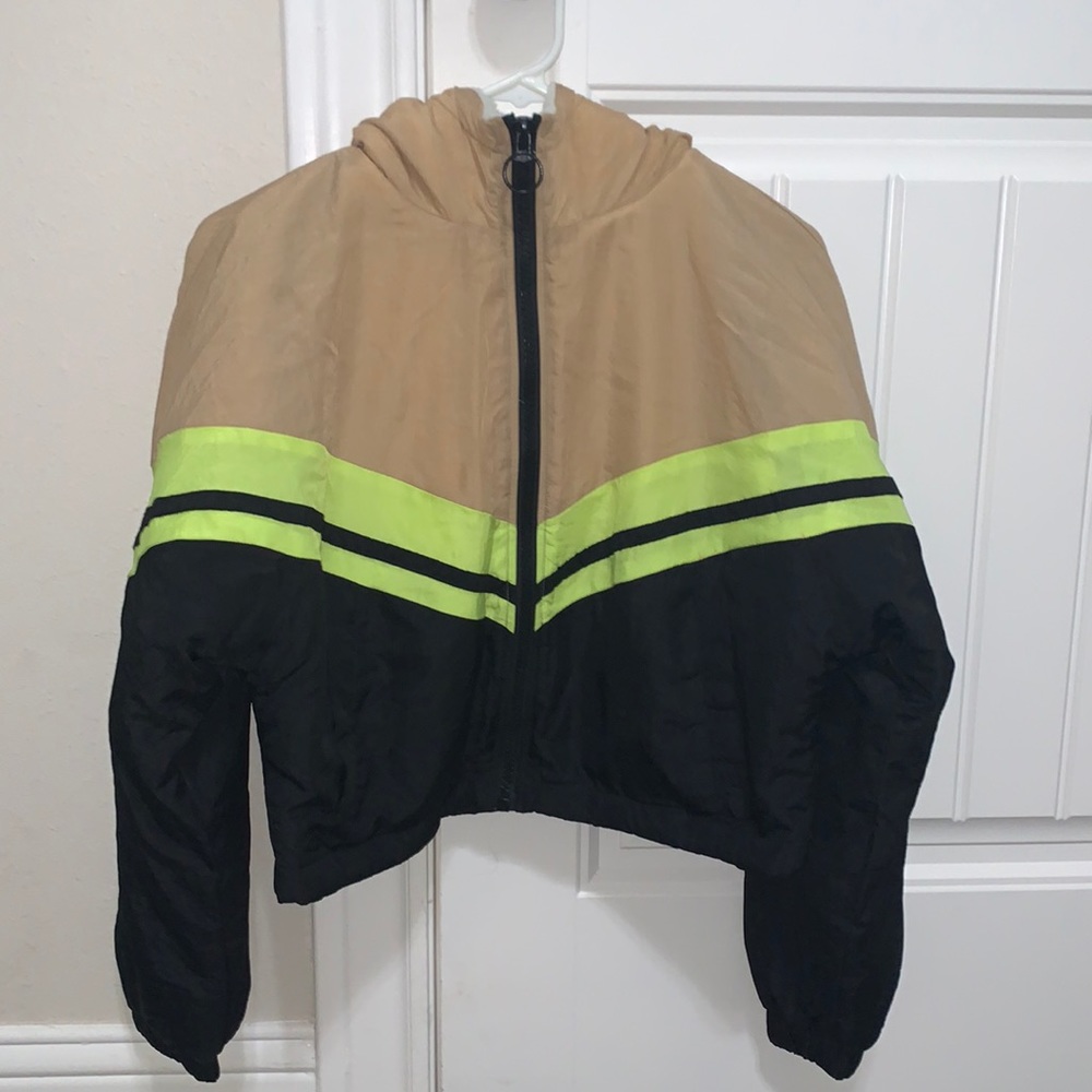 Cropped Sherpa Lined Windbreaker Jacket